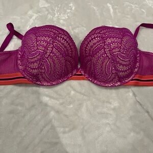 Victoria's Secret Fuchsia and Coral Lace Bra